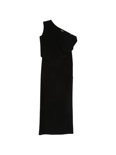Norma Kamali One-shoulder Draped Maxi Dress In Black