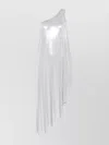 Norma Kamali One Shoulder Draped Metallic Tunic In White