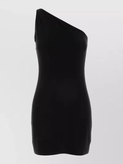 Norma Kamali One Shoulder Fitted Mini Dress Silhouette In Black