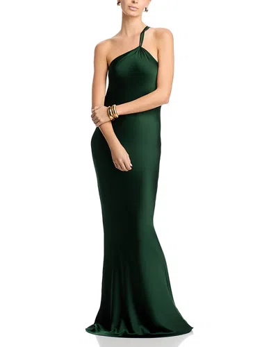 Norma Kamali One Shoulder Gown In Green