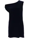 Norma Kamali One Shoulder Mini Dress In Blue