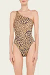 Norma Kamali One Shoulder Mio In Cheetah Patch