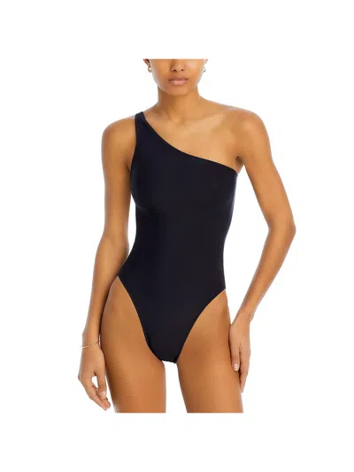 Norma Kamali One Shoulder Mio Womens Solid Nylon One-piece Swimsuit In Black