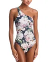 Norma Kamali One Shoulder One Piece Swimsuit In Peony