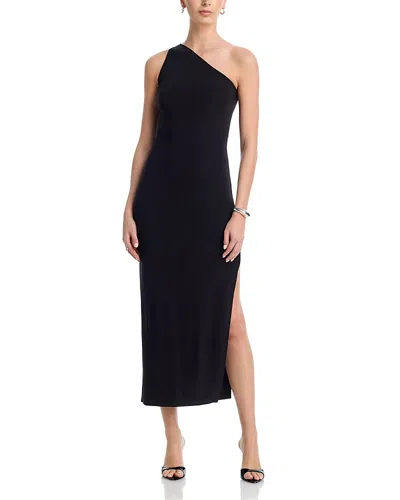 Norma Kamali One Shoulder Side Slit Long Dress In Brown