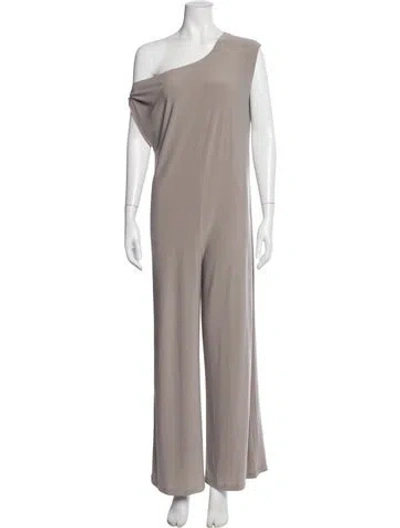 Pre-owned Norma Kamali One-shoulder Jumpsuit In Neutral