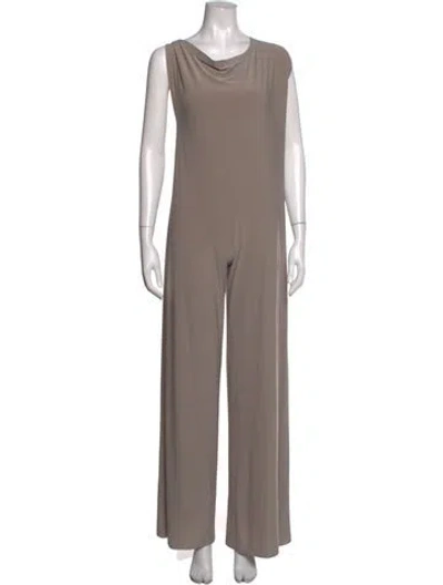 Pre-owned Norma Kamali One-shoulder Jumpsuit W/ Tags In Neutrals
