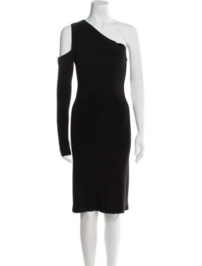 Pre-owned Norma Kamali One-shoulder Knee-length Dress In Black