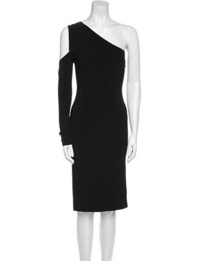 Pre-owned Norma Kamali One-shoulder Knee-length Dress In Black