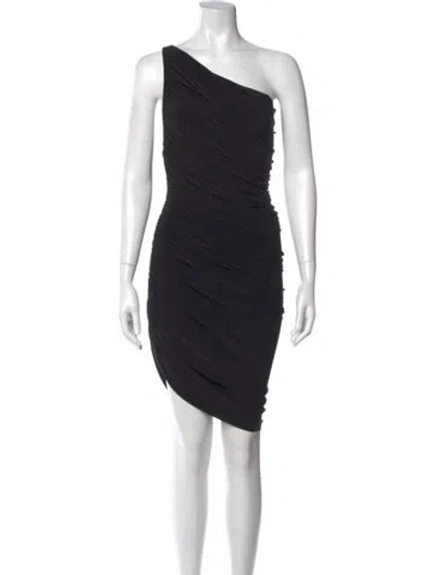 Pre-owned Norma Kamali One-shoulder Knee-length Dress In Black