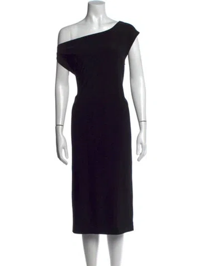 Pre-owned Norma Kamali One-shoulder Knee-length Dress In Black