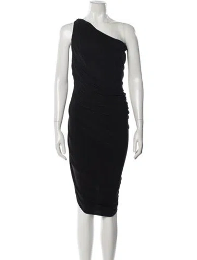 Pre-owned Norma Kamali One-shoulder Knee-length Dress In Black