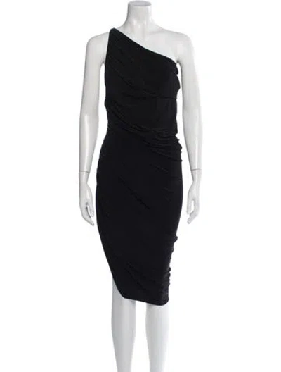 Pre-owned Norma Kamali One-shoulder Knee-length Dress In Black