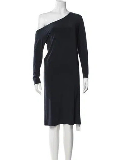 Pre-owned Norma Kamali One-shoulder Knee-length Dress In Blue