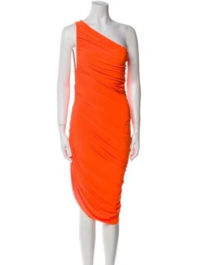 Pre-owned Norma Kamali One-shoulder Knee-length Dress In Orange