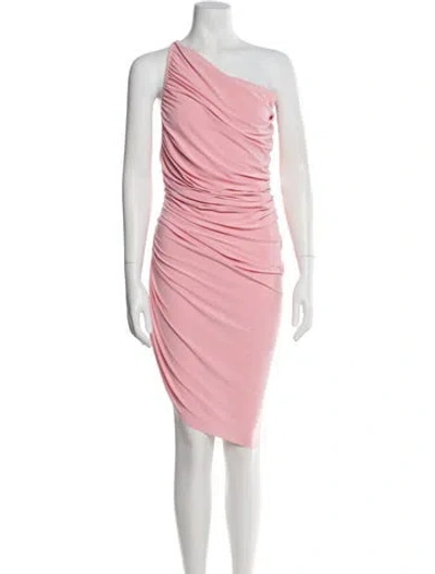 Pre-owned Norma Kamali One-shoulder Knee-length Dress In Pink