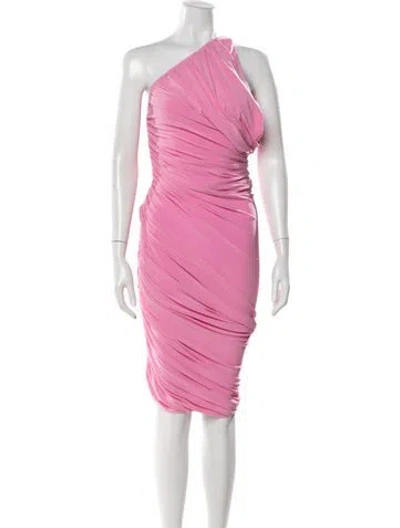 Pre-owned Norma Kamali One-shoulder Knee-length Dress In Pink