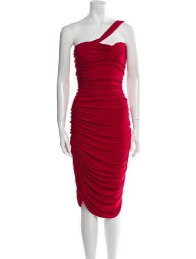 Pre-owned Norma Kamali One-shoulder Knee-length Dress In Red