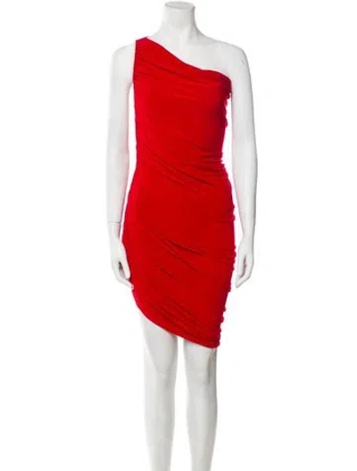 Pre-owned Norma Kamali One-shoulder Knee-length Dress In Red