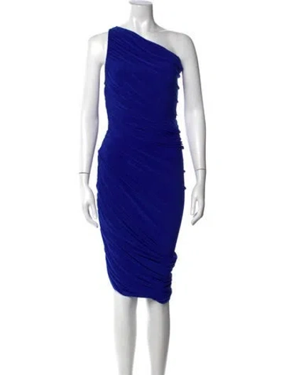 Pre-owned Norma Kamali One-shoulder Knee-length Dress W/ Tags In Blue