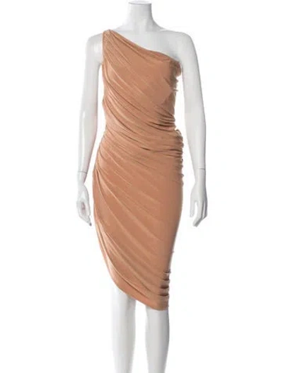 Pre-owned Norma Kamali One-shoulder Knee-length Dress W/ Tags In Gold