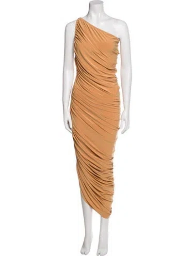 Pre-owned Norma Kamali One-shoulder Knee-length Dress W/ Tags In Neutral