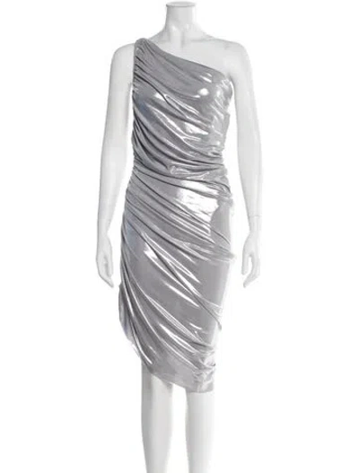 Pre-owned Norma Kamali One-shoulder Knee-length Dress W/ Tags In Silver