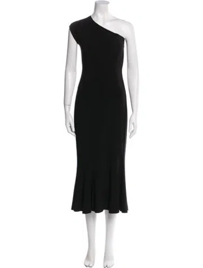 Pre-owned Norma Kamali One-shoulder Long Dress In Black