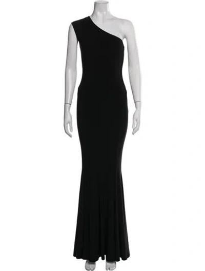 Pre-owned Norma Kamali One-shoulder Long Dress In Black