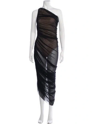 Pre-owned Norma Kamali One-shoulder Long Dress In Black/neutrals