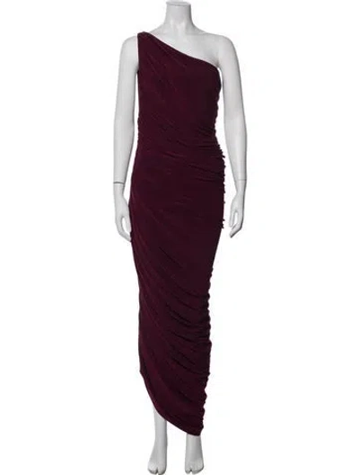 Pre-owned Norma Kamali One-shoulder Long Dress In Burgundy