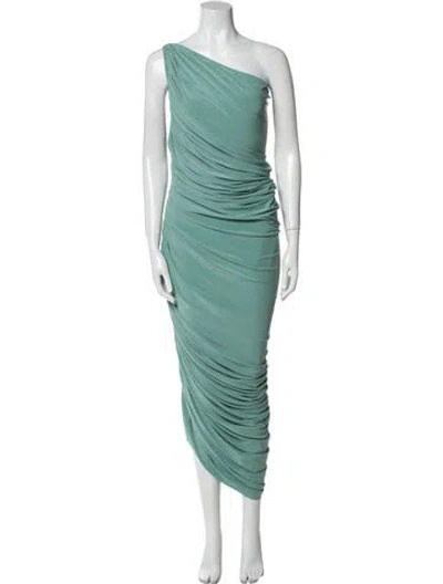 Pre-owned Norma Kamali One-shoulder Long Dress In Green