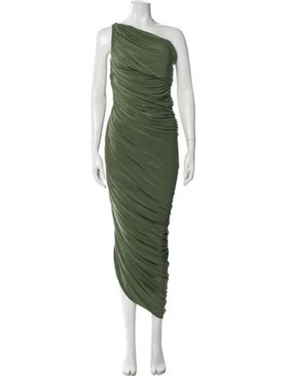 Pre-owned Norma Kamali One-shoulder Long Dress In Green