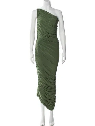 Pre-owned Norma Kamali One-shoulder Long Dress In Green