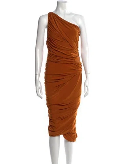 Pre-owned Norma Kamali One-shoulder Long Dress In Orange