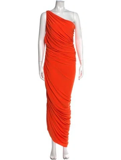 Pre-owned Norma Kamali One-shoulder Long Dress In Orange