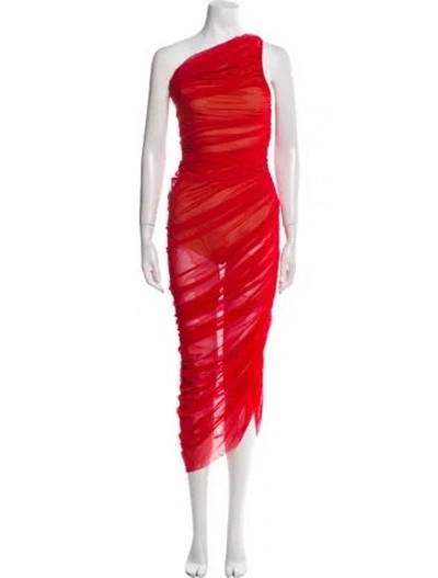 Pre-owned Norma Kamali One-shoulder Long Dress In Red