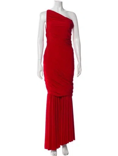 Pre-owned Norma Kamali One-shoulder Long Dress In Red