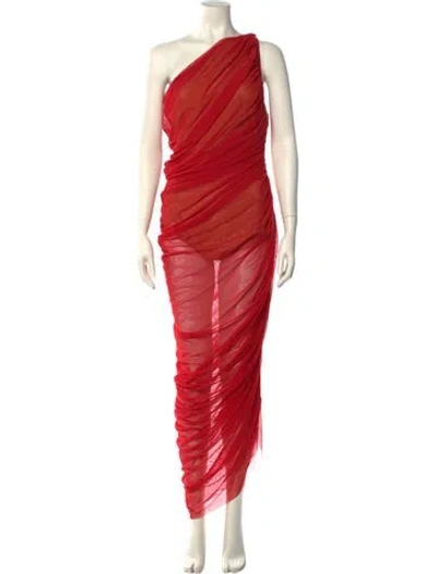 Pre-owned Norma Kamali One-shoulder Long Dress In Red