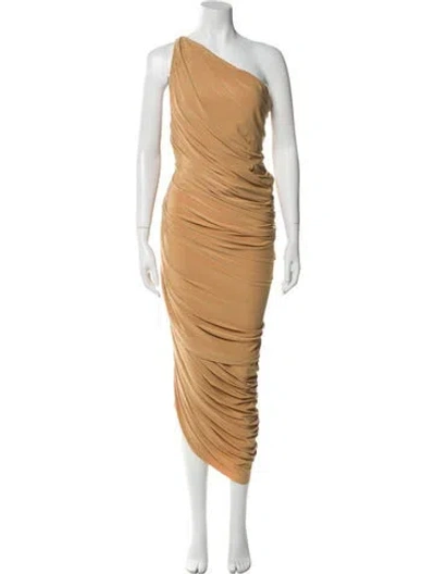 Pre-owned Norma Kamali One-shoulder Long Dress W/ Tags In Brown