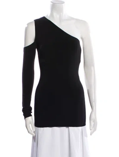 Pre-owned Norma Kamali One-shoulder Long Sleeve Top In Black