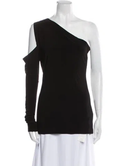 Pre-owned Norma Kamali One-shoulder Long Sleeve Top In Blue