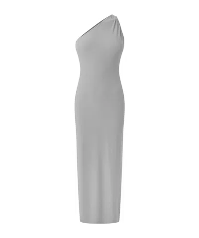 Norma Kamali One-shoulder Midi Dress In Gray