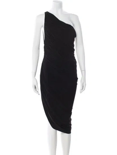 Pre-owned Norma Kamali One-shoulder Midi Length Dress In Black