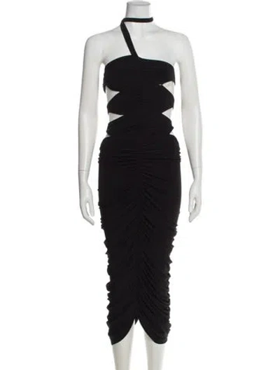 Pre-owned Norma Kamali One-shoulder Midi Length Dress In Black