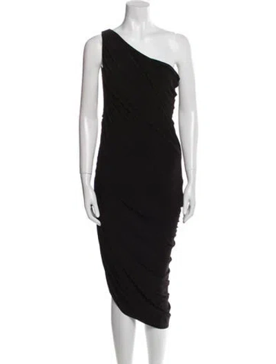 Pre-owned Norma Kamali One-shoulder Midi Length Dress In Black
