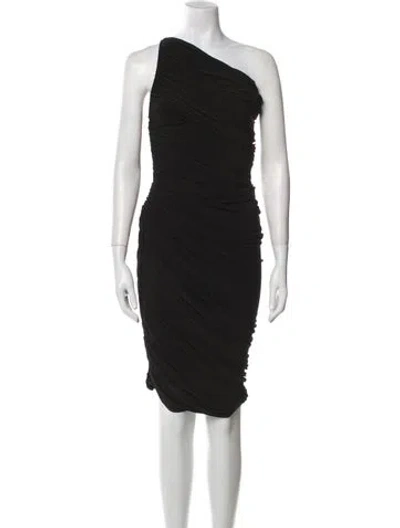 Pre-owned Norma Kamali One-shoulder Midi Length Dress In Black