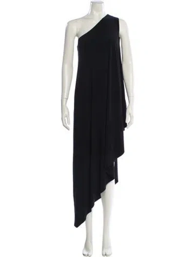 Pre-owned Norma Kamali One-shoulder Midi Length Dress In Black