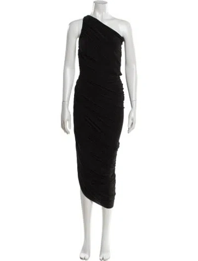 Pre-owned Norma Kamali One-shoulder Midi Length Dress In Black