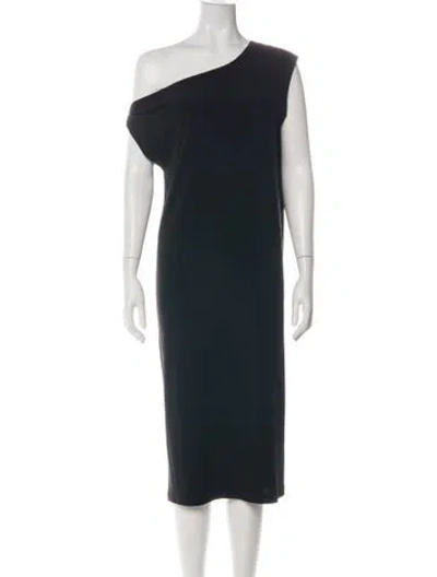 Pre-owned Norma Kamali One-shoulder Midi Length Dress In Black